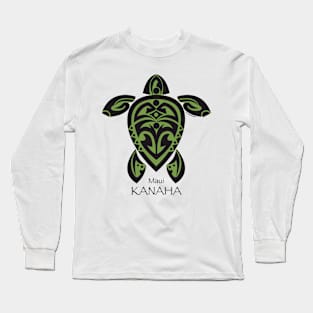 Green & black Tribal Turtle Tattoo / Kanaha, Maui Long Sleeve T-Shirt